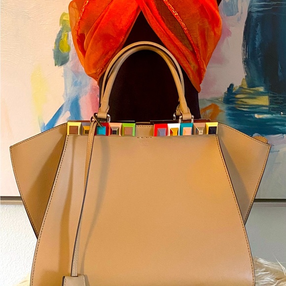 Fendi 3Jours Beige / Tan bag with colorful studs. - Picture 1 of 16